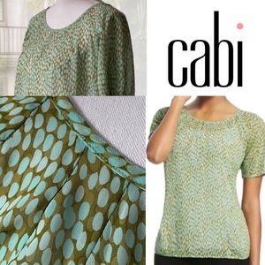 CAbi Green Mint Dot Blouse S